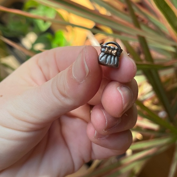 Retired Pandora Purse with Gold Bow Charm - Picture 3 of 4